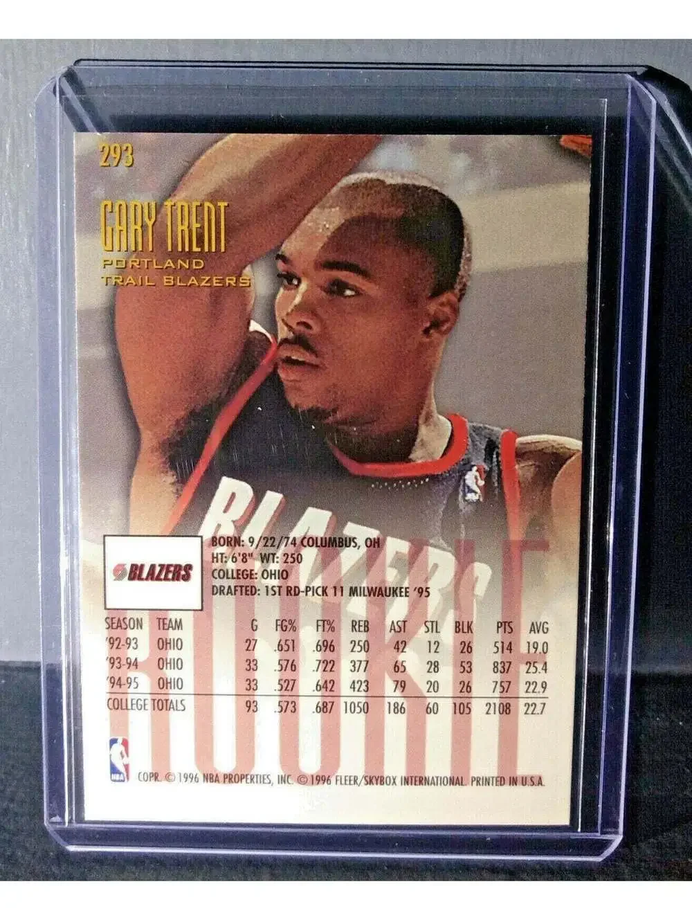 1995-96 Gary Trent #293 Fleer Ultra Rookie Basketball Card